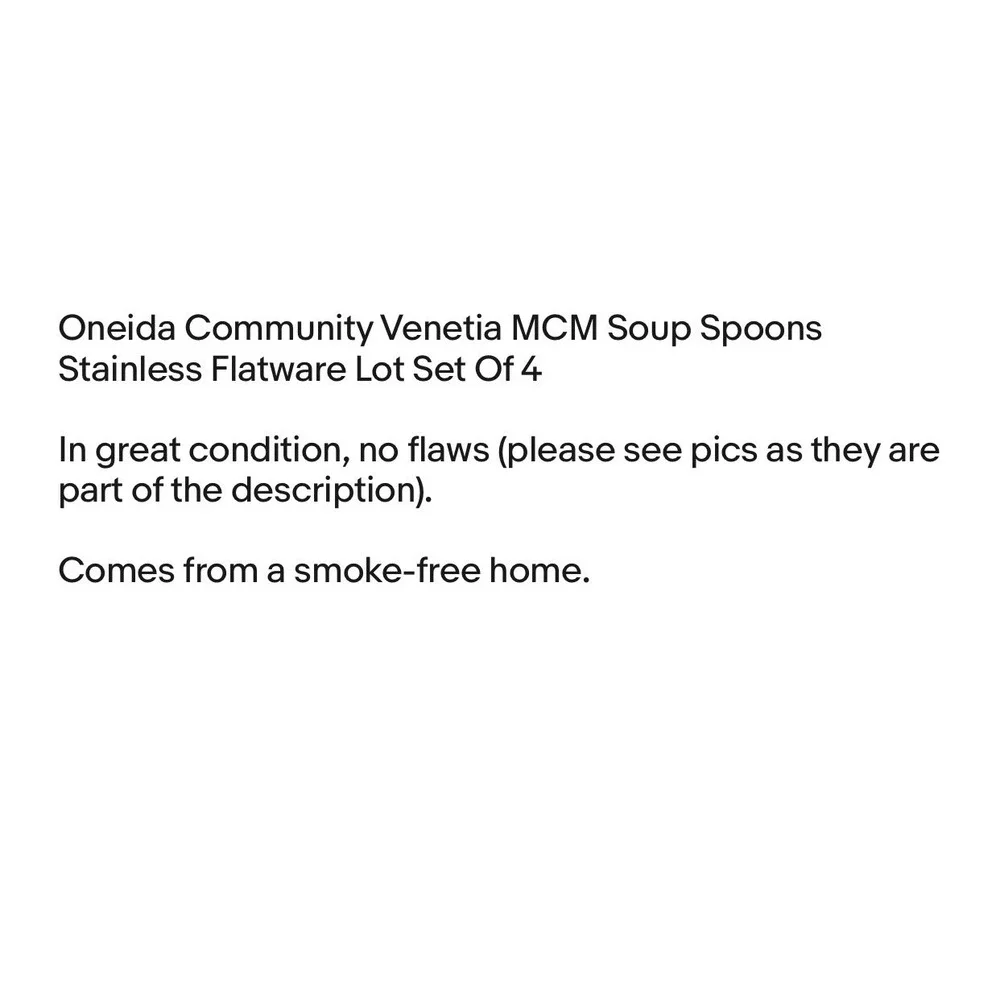 Oneida Community Venetia MCM Soup Spoons Stainless Flatware Lot Set Of 4